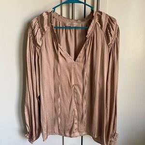 Philosophy Pink Ruffled Puff Sleeve Blouse